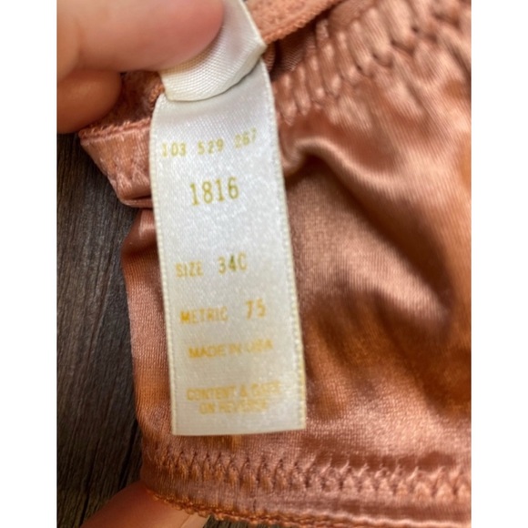 VINTAGE VICTORIA SECRET gold label rose gold satin dainty bralette bra size 34C - Picture 8 of 8